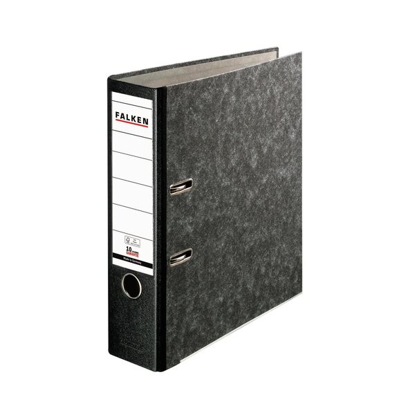 Classeur À Levier Papier Marbré A4 Recycling Plus - Gris-dos Noir - X 10 - Falken
