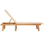 vidaXL Chaise longue crème bois d'acacia solide et textilène