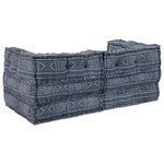 Pouf convertible modulable 2 places en tissu indigo vidaXL
