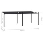 vidaXL Belvédère avec toit rétractable 600x300x233 cm Anthracite
