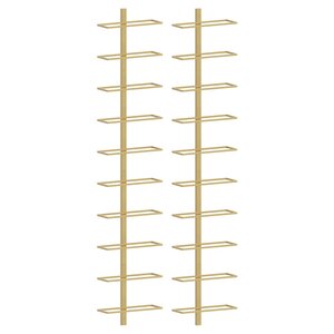 vidaXL Casier à vin mural pour 10 bouteilles 2 Pièces Doré Métal
