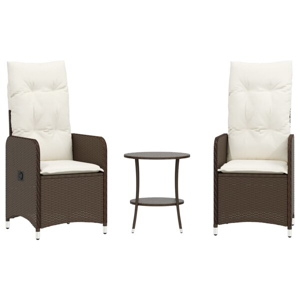 vidaXL Chaises de jardin inclinables lot de 2 et table résine tressée