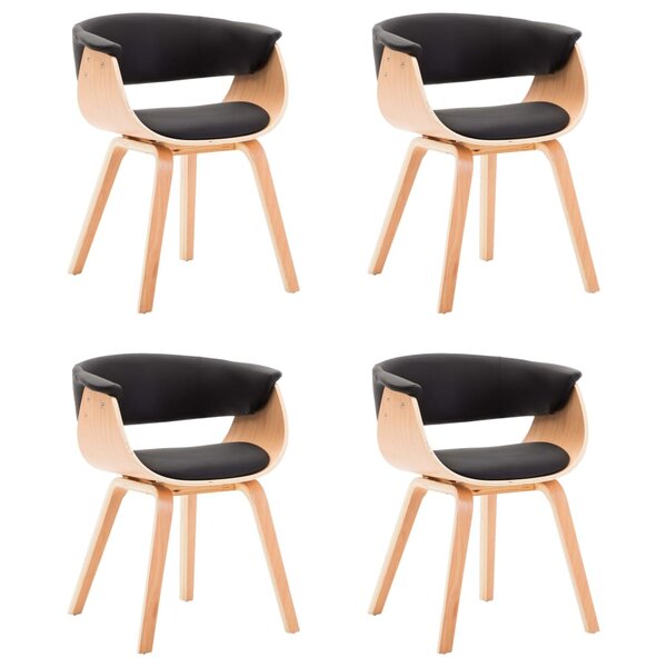 vidaXL Chaises à manger lot de 4 noir bois courbé et similicuir