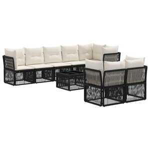 vidaXL Ensemble de canapé de jardin 9 Pièces Noir polyrotin