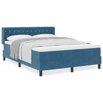 Lit avec sommier et matelas vidaXL Bleu Foncé 140x190 cm Velours