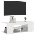 vidaXL Meuble TV avec lumières LED blanc brillant 90x39x30 cm