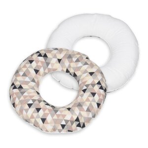 Coussin rond post natal triangles beiges blanc