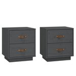  vidaXL Tables de chevet 2 Pièces Gris 40x34x45 cm Bois de pin massif