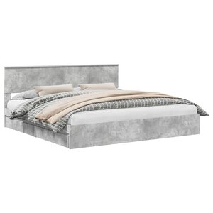 vidaXL Lit de Rangement Gris béton 200 x 200 cm Bois d'ingénierie