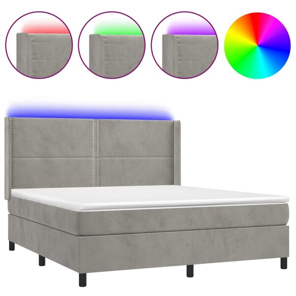 vidaXL Sommier à lattes de lit matelas et LED Gris clair 180x200 cm