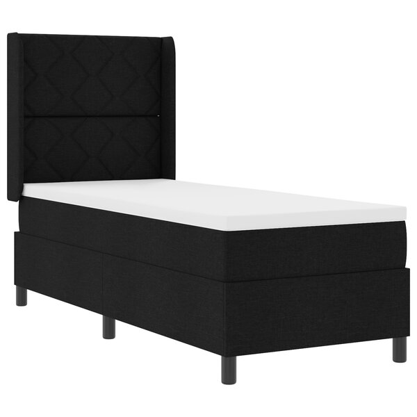 vidaXL Lit ressort noir avec matelas et LEDs  90 x 190 cm  en tissu.