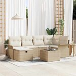 vidaXL Ensemble de canapé de jardin avec coussin 7 Pièces beige et crème
