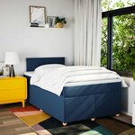 vidaXL Sommier à lattes de lit avec matelas bleu 120x190 cm tissu