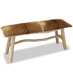 Banc banquette 100 x 30 x 45 cm cuir véritable teck 02_0021262