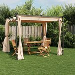 vidaXL Tonnelle avec rideaux 3x3 m Crème Acier