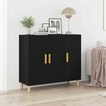 vidaXL Buffet Noir 90 x 34 x 80 cm Bois d'ingénierie