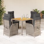 vidaXL Ensemble à manger de jardin 5 Pièces coussins gris résine tressée