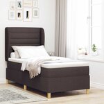 vidaXL Lit à ressorts avec matelas gris foncé 90x190 cm Marron foncé