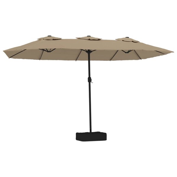 vidaXL Parasol de jardin à double tête avec LED taupe 449x265 cm