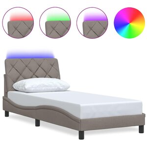 vidaXL Cadre de lit avec LED sans matelas taupe 90x190 cm tissu