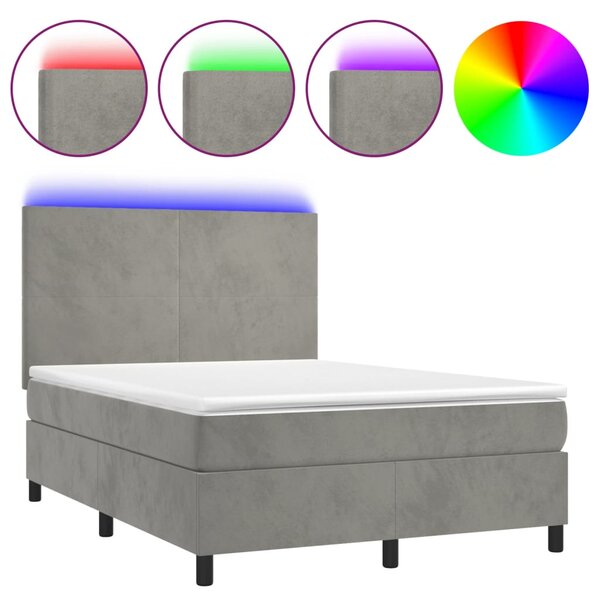 vidaXL Sommier à lattes de lit avec matelas LED Gris clair 140x200 cm