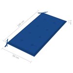 vidaXL Banc de jardin et coussin bleu royal 112 cm Bois de teck massif