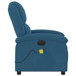 vidaXL Fauteuil inclinable de massage électrique bleu velours