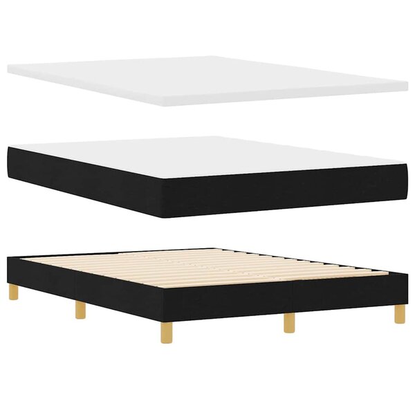 vidaXL Lit à ressorts avec matelas Noir 190 x 140 cm Polyester