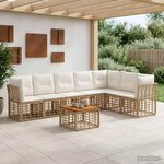 vidaXL Ensemble de canapés d'extérieur 8 pc Blanc Naturel et Crème