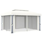 vidaXL Tonnelle avec rideau 4x3 m Blanc crème Aluminium