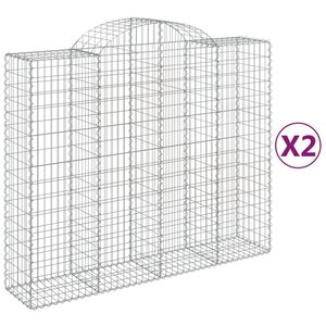 vidaXL Paniers à gabions arqués 2 Pièces 200x50x160/180 cm Fer galvanisé