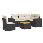 vidaXL Salon de jardin 6 Pièces avec coussins noir résine tressée