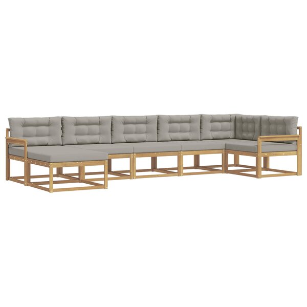 vidaXL Ensemble de canapés d'extérieur 7 Pièces Blanc et gris clair