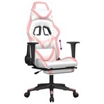 vidaXL Chaise de jeu avec repose-pied Blanc et rose Similicuir