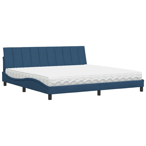 vidaXL Lit avec matelas bleu 200x200 cm tissu