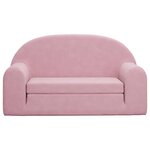vidaXL Canapé-lit pour enfants 2 places rose peluche douce