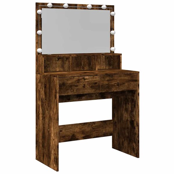 vidaXL Coiffeuse avec LED chêne fumé 80x41x134 5 cm