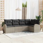 vidaXL Ensemble de canapé de jardin 5 Pièces Gris clair Poly rotin