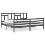 vidaXL Cadre de lit sans matelas gris 200x200 cm bois massif