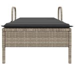 vidaXL Chaise longue avec roues et coussins gris clair résine tressée