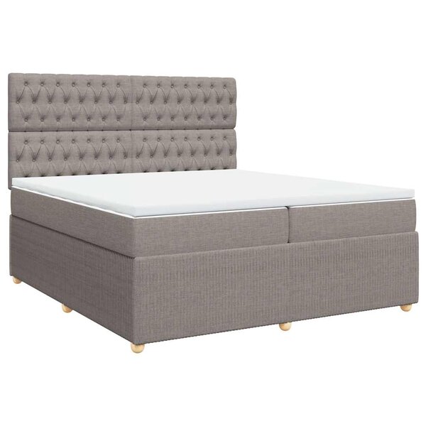 vidaXL Sommier à lattes de lit avec matelas Taupe 200x200 cm Tissu