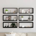 vidaXL Étagères murales avec étagère 6 Pièces Chêne noir 60 x 15 x 23 cm