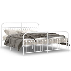 vidaXL Cadre de lit métal sans matelas et pied de lit blanc 183x213 cm