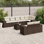 vidaXL Salon de jardin avec coussins 9 Pièces marron résine tressée