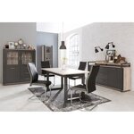 Table manger extensible de 6 a 10 personnes - Décor chene et gris anthracite - Industriel - BROOKLYN - L 160 / 200 x l 90 cm