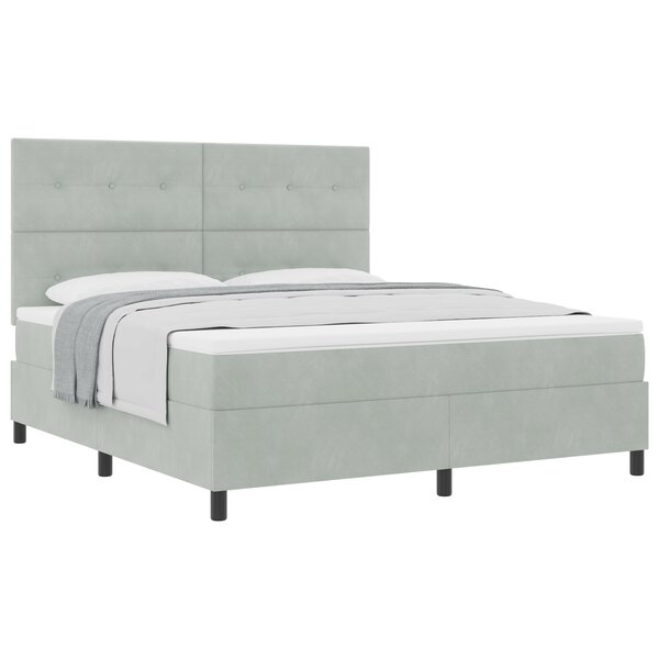 lit box spring vidaXL avec matelas gris clair super king en velours