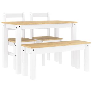 vidaXL Ensemble à manger Panama 4 Pièces blanc bois de pin massif