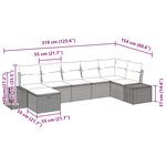 vidaXL Ensemble de canapé de jardin avec coussin 7 Pièces Noir polyrotin