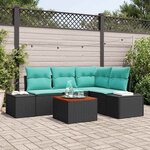vidaXL Ensemble de canapé de jardin avec coussin 5 Pièces Noir polyrotin