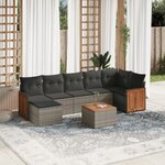 vidaXL Salon de jardin 8 Pièces avec coussins gris résine tressée